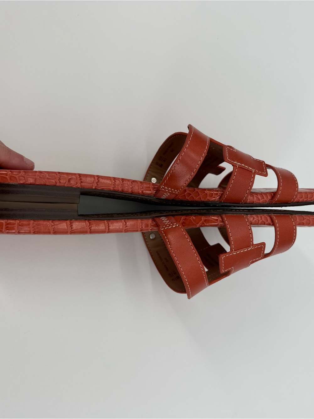 Sam Edelman Bay Slide Sandals Orange Leather Croc Size 8 Designer - Picture 11 of 11